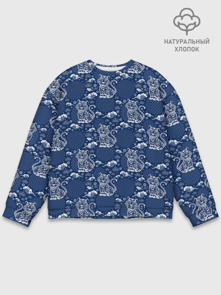 Мужской свитшот базовый / Тигры паттерн