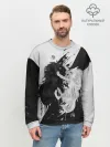 Мужской свитшот базовый / ИНЬ ЯНЬ ВОЛКИ ЧЁРНО БЕЛЫЙ