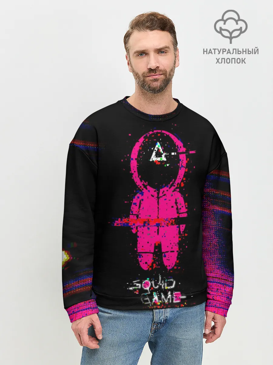Мужской свитшот базовый / Игра в кальмара глитч