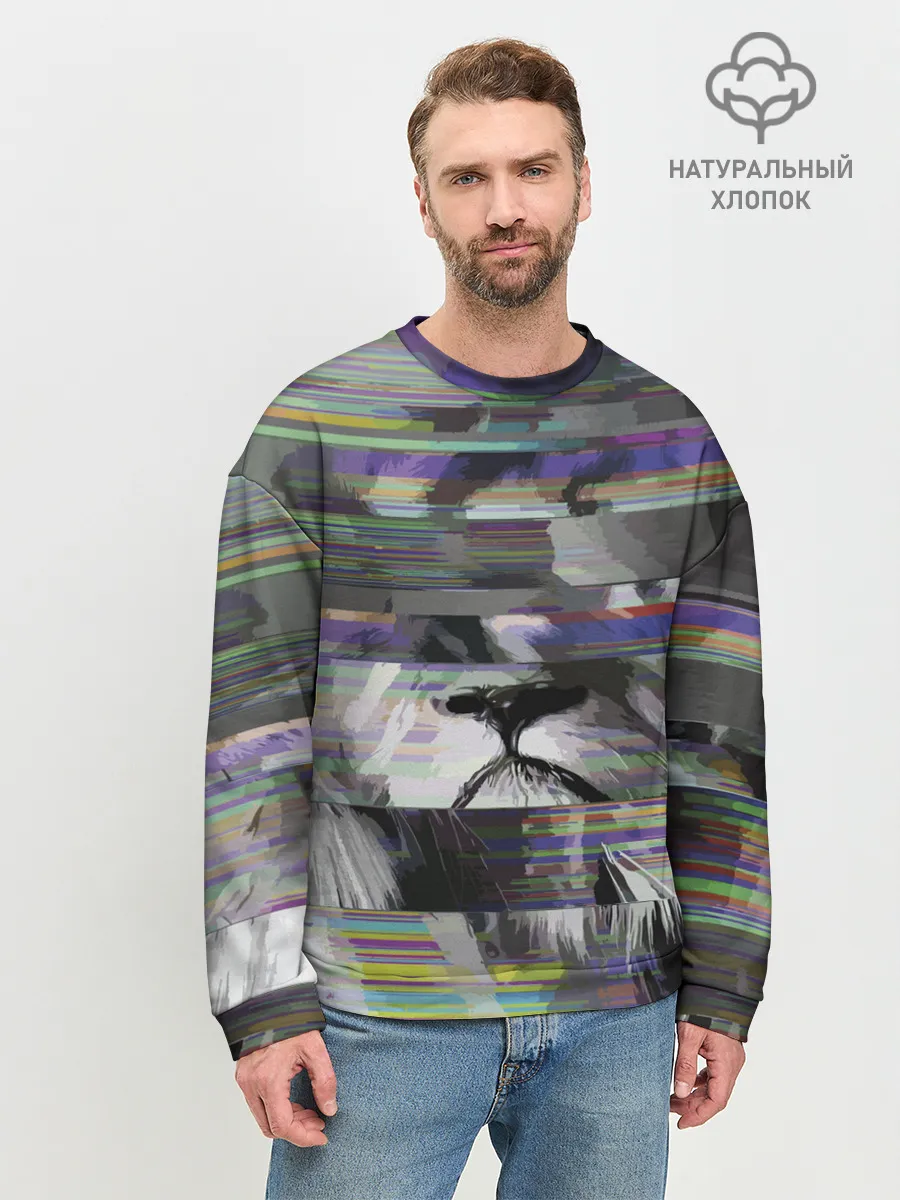 Мужской свитшот базовый / Glitch lion 2020