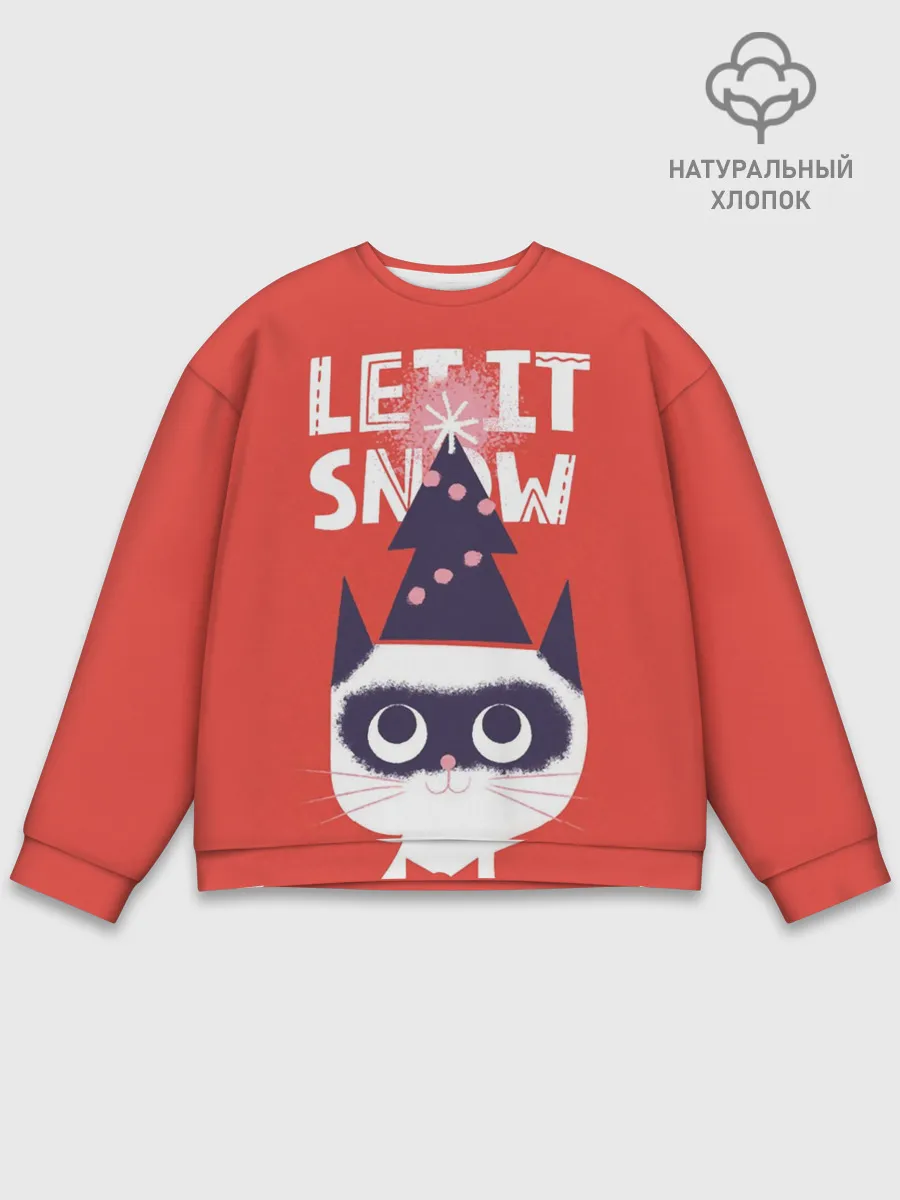 Мужской свитшот базовый / Котик. Новый год