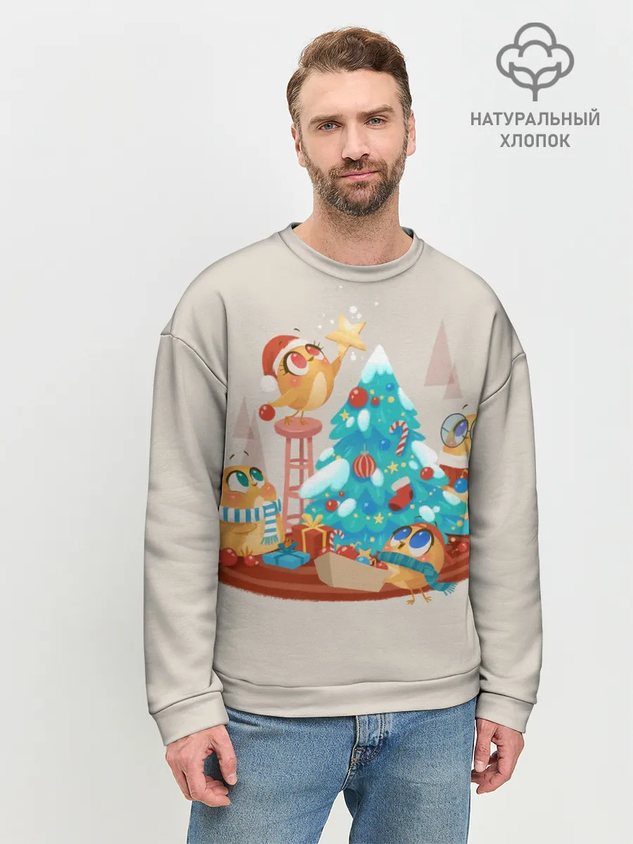 Мужской свитшот базовый / Зверята празднуют новый год