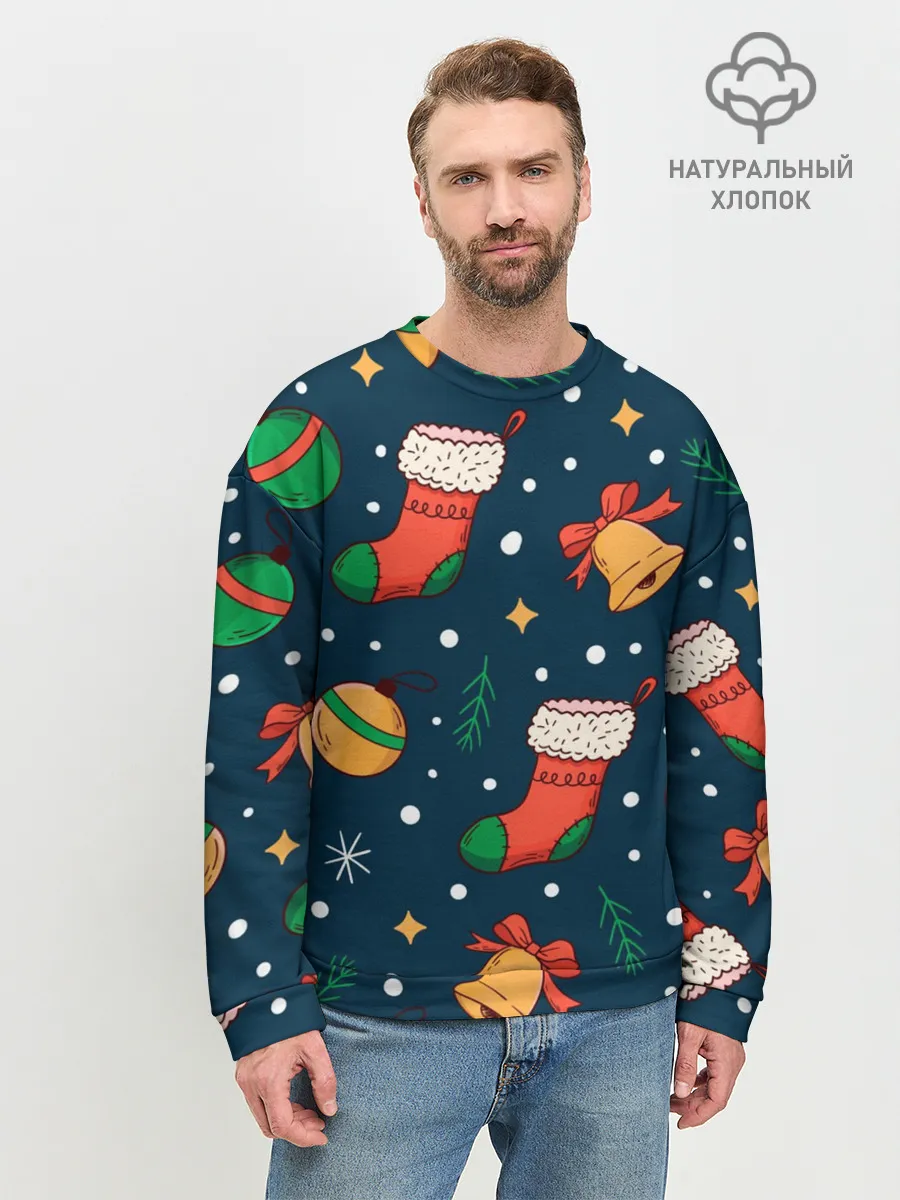 Мужской свитшот базовый / Новогодний, рождественский узор