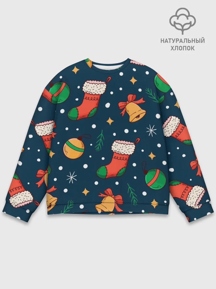 Мужской свитшот базовый / Новогодний, рождественский узор