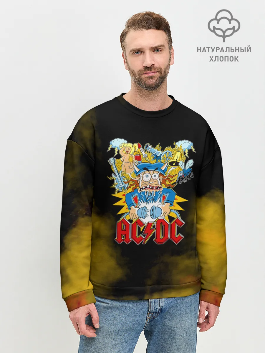 Мужской свитшот базовый / Карикатура Ангус Янг - AC/DC