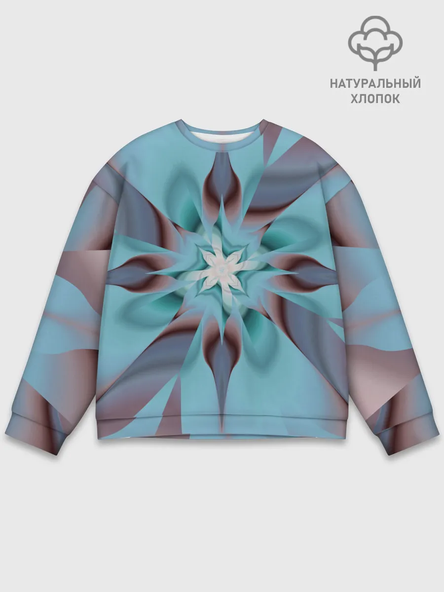 Мужской свитшот базовый / Абстрактный цветок. Голубой.