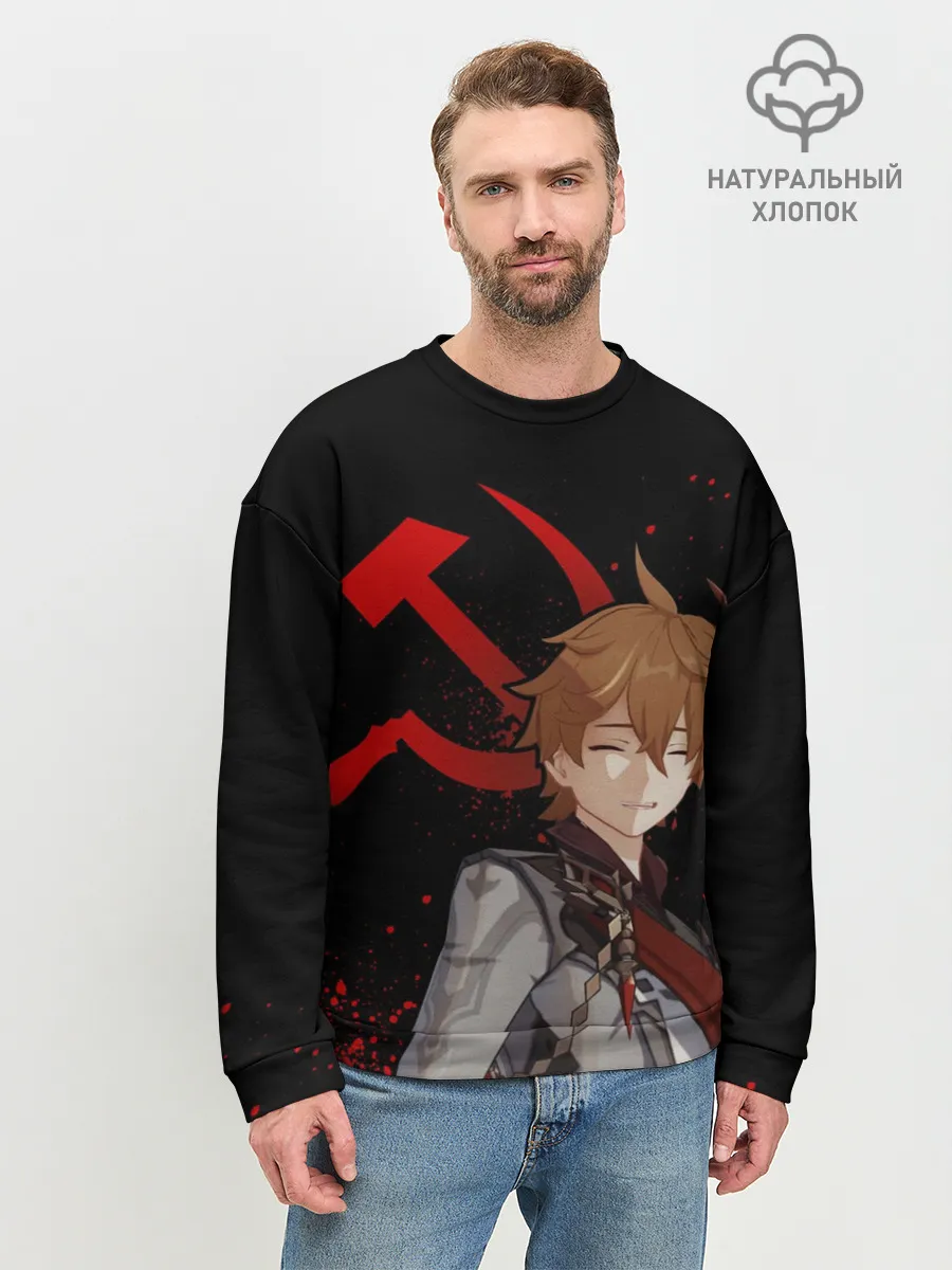 Мужской свитшот базовый / ТАРТАЛЬЯ | СНЕЖНАЯ | ЧЕРНЫЙ