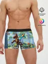 Мужские трусы боксеры / Майнкрафт на коне в березовом лесу