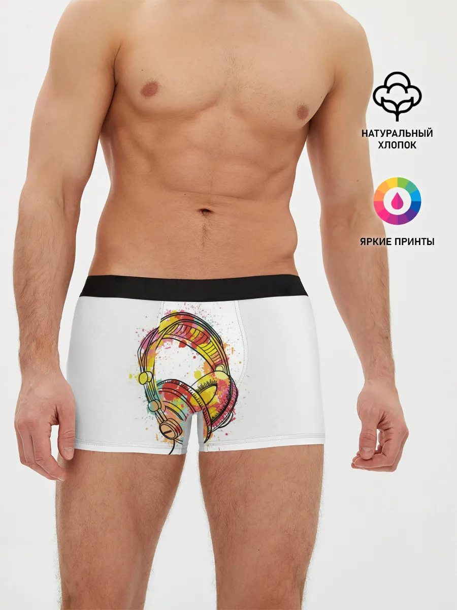 Мужские трусы боксеры / Красочные наушники