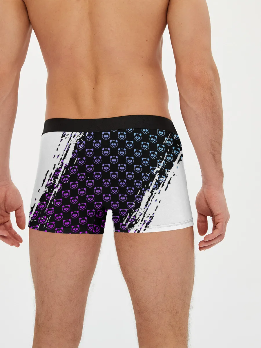 Мужские трусы боксеры / Монокума на фиолетовом паттерне