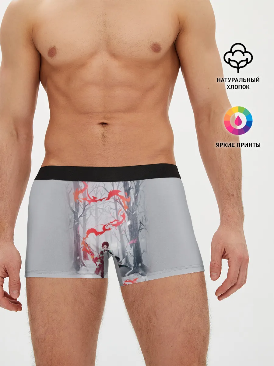 Мужские трусы боксеры / KIMETSU NO YAIBA красный след