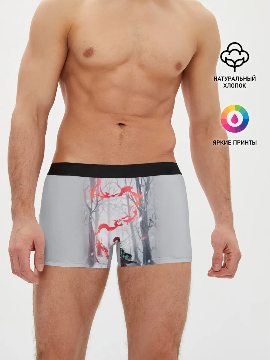 Мужские трусы боксеры / KIMETSU NO YAIBA красный след