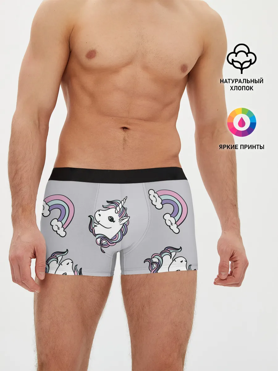 Мужские трусы боксеры / Радужный единорог