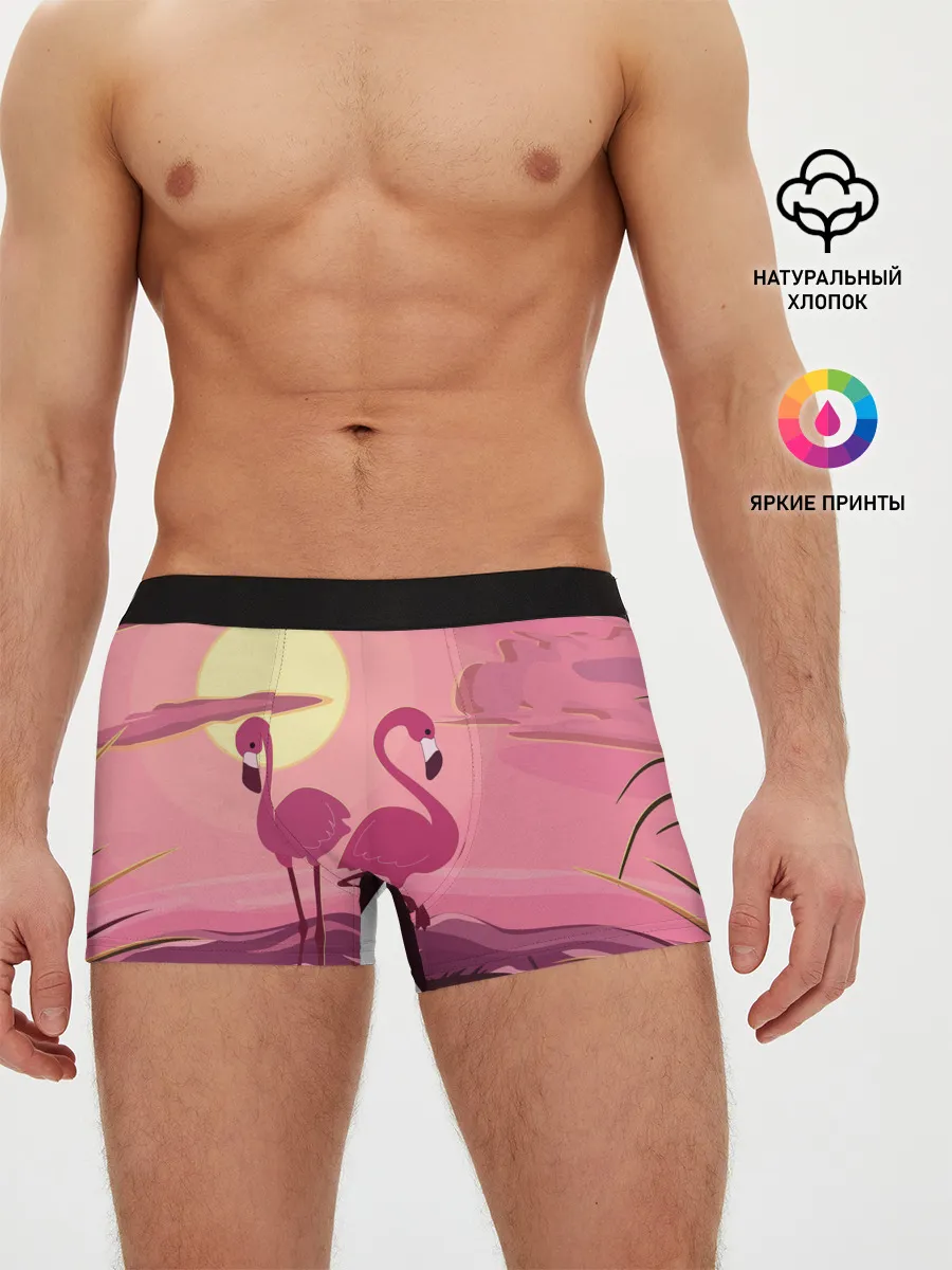 Мужские трусы боксеры / фламинго