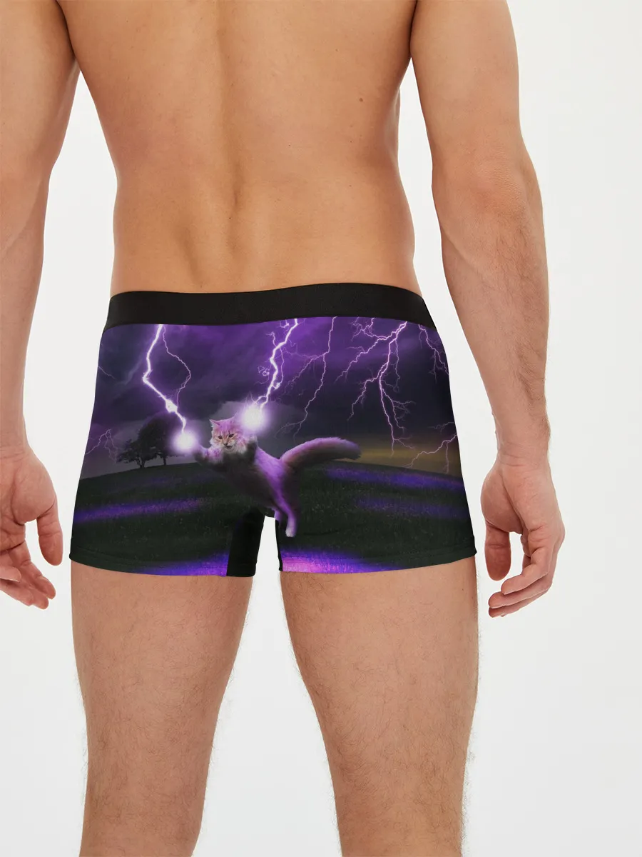 Мужские трусы боксеры / Кот и Молнии