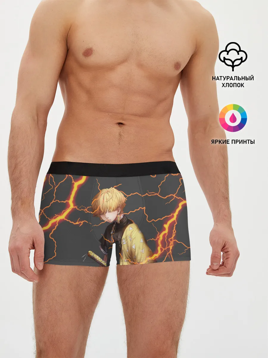 Мужские трусы боксеры / KIMETSU NO YAIBA оранжевые молнии