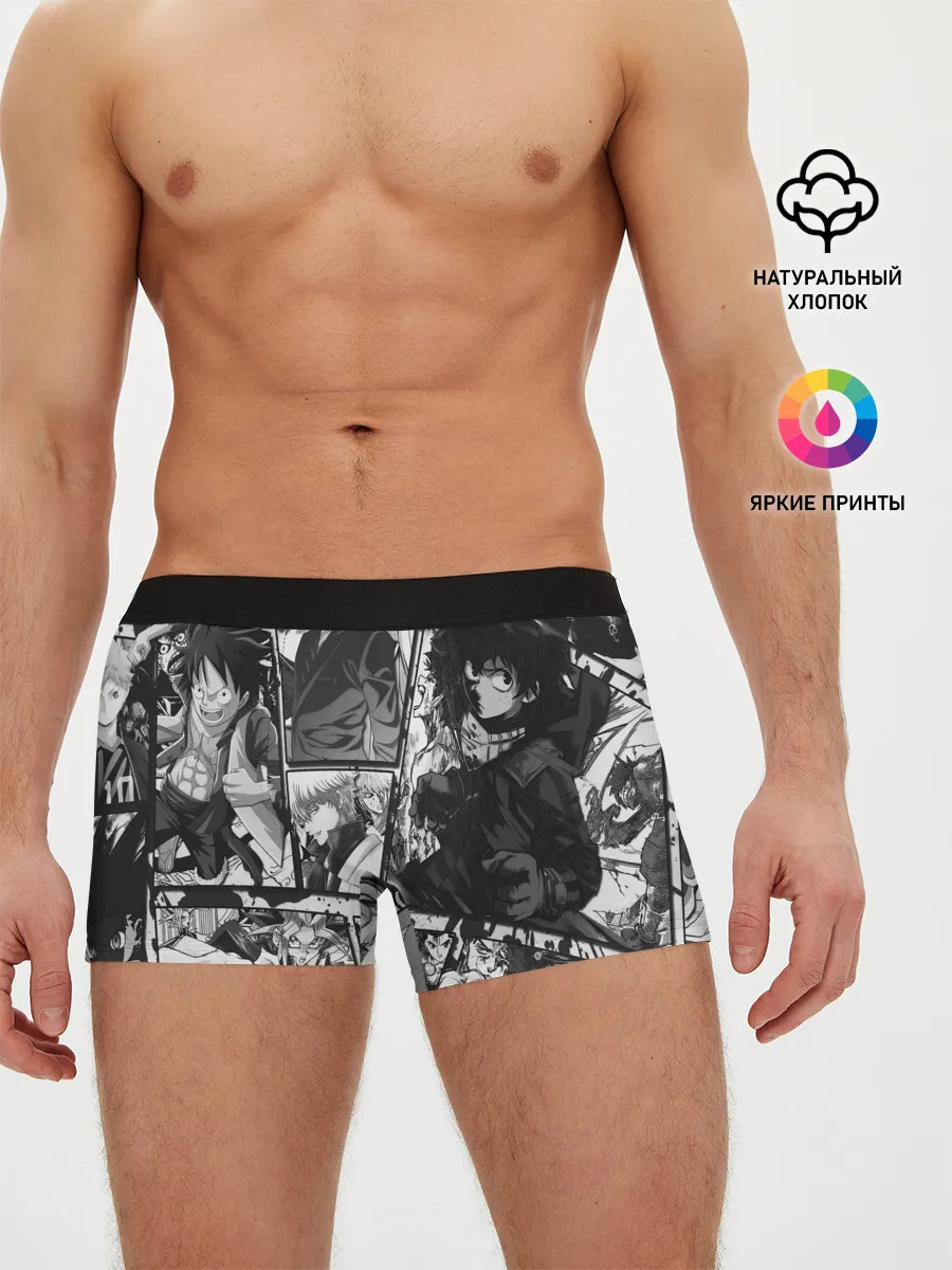 Мужские трусы боксеры / EPIC MAIN ANIME CHARACTERS 3D! monochome