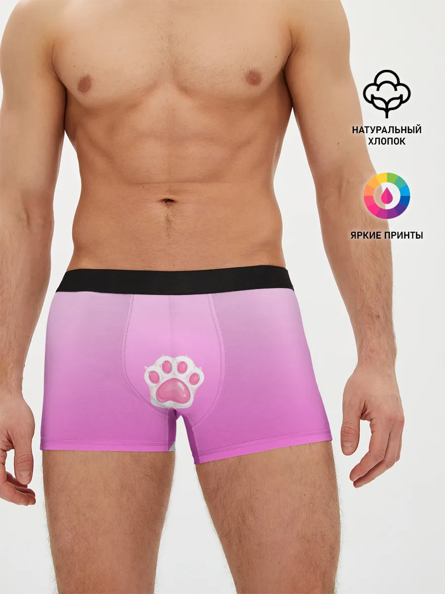 Мужские трусы боксеры / Розовая лапка с подушечками