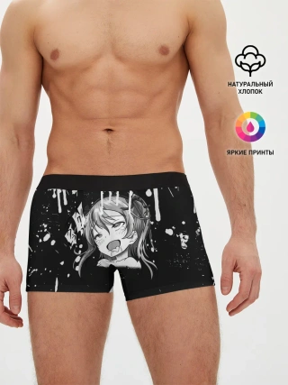 Мужские трусы боксеры / Ахегао лицо чб