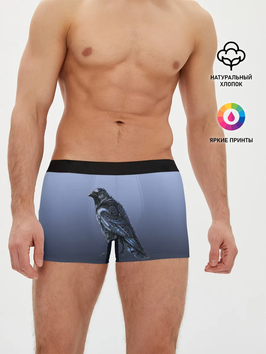 Мужские трусы боксеры / футуристический ворон