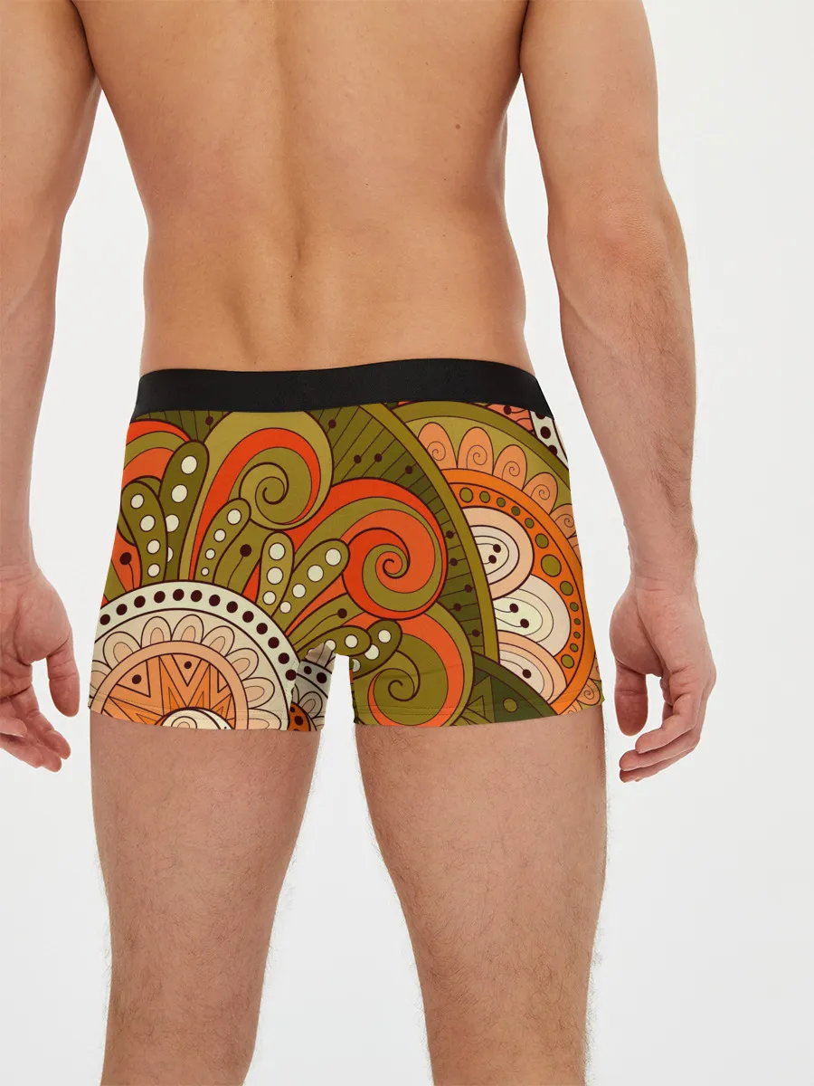 Мужские трусы боксеры / Детский оранжево-болотный