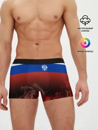 Мужские трусы боксеры / Россия огонь