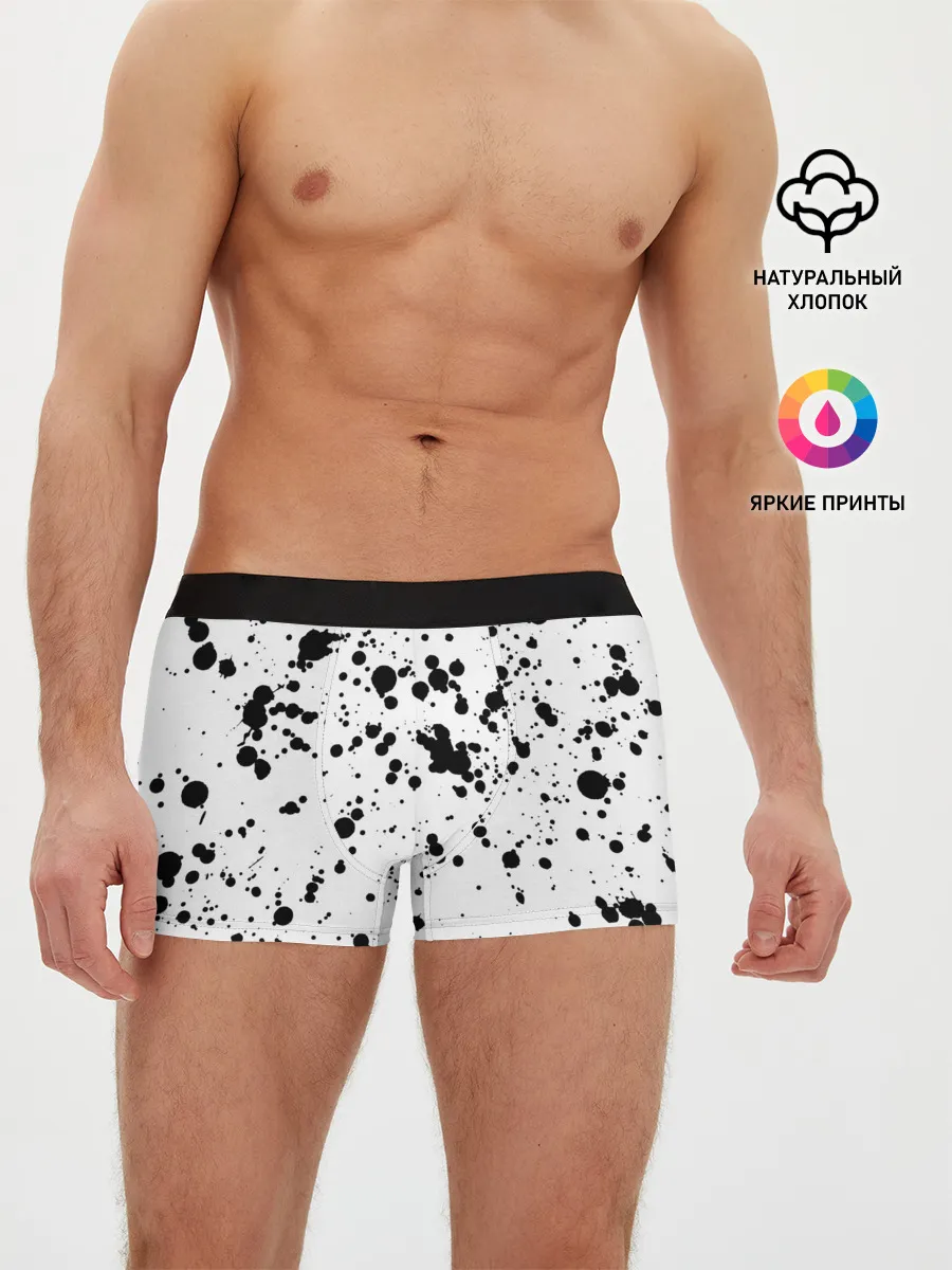 Мужские трусы боксеры / Далматинец - брызги чёрными пятнами