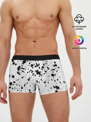 Мужские трусы боксеры / Далматинец - брызги чёрными пятнами
