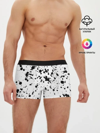 Мужские трусы боксеры / Далматинец - брызги чёрными пятнами