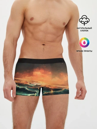 Мужские трусы боксеры / Фэнтези море корабли закат