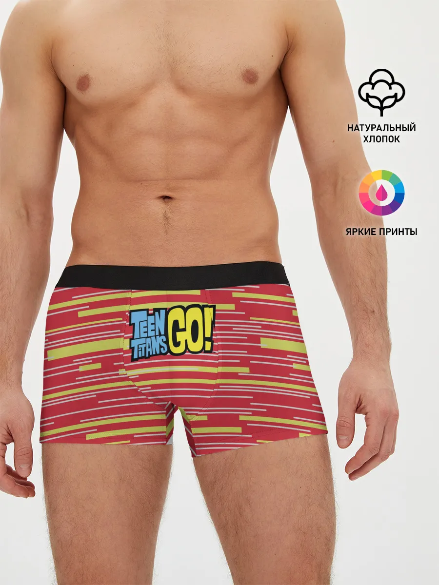 Мужские трусы боксеры / Логотип Юные титаны, вперед!