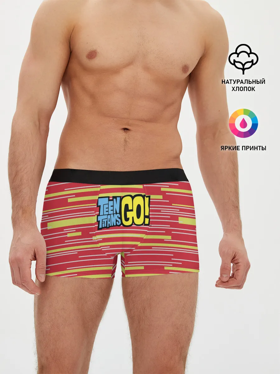 Мужские трусы боксеры / Логотип Юные титаны, вперед!