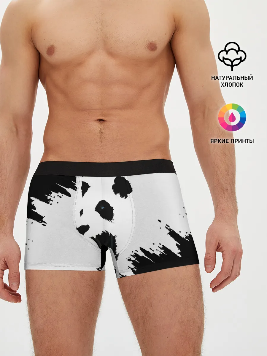 Мужские трусы боксеры / Панда | ЧБ
