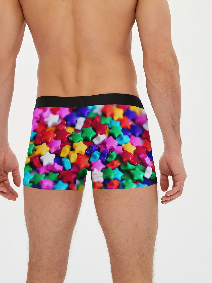 Мужские трусы боксеры / Разноцветные звездочки звезды