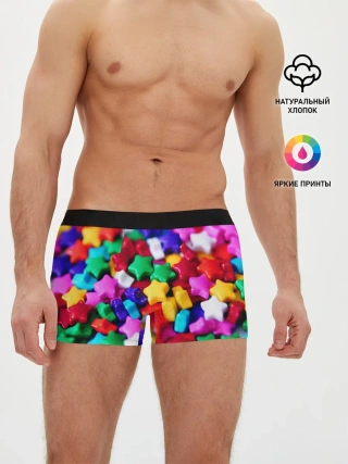 Мужские трусы боксеры / Разноцветные звездочки звезды
