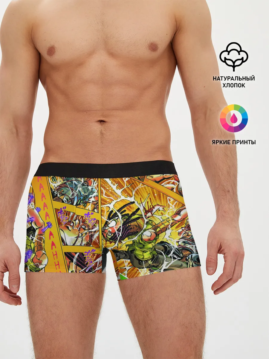 Мужские трусы боксеры / Оранжевый комикс JoJo