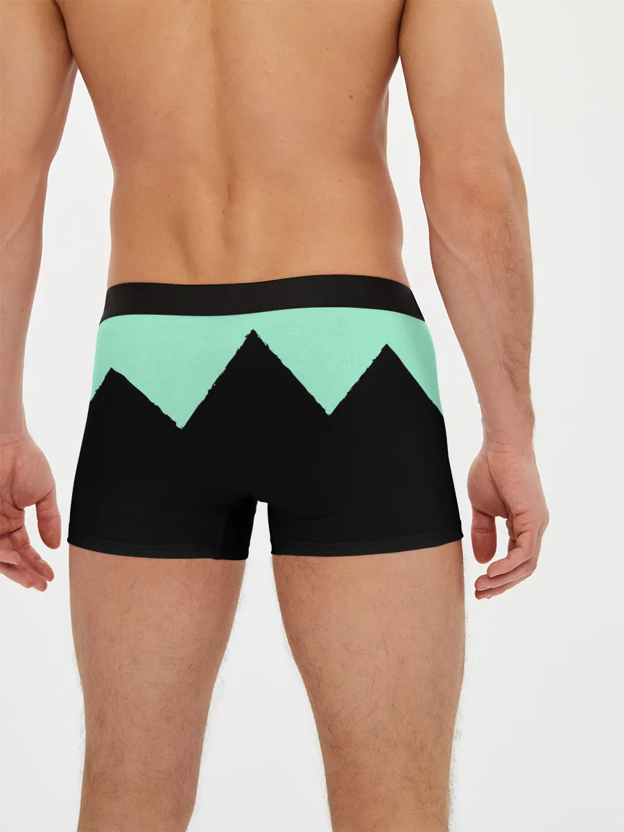 Мужские трусы боксеры / неровные зубья черный мятный