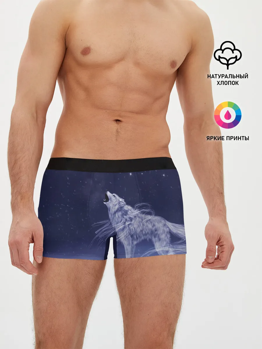 Мужские трусы боксеры / WOLF WHITE