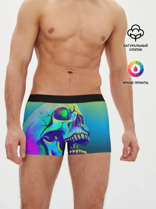 Мужские трусы боксеры / Neon skull