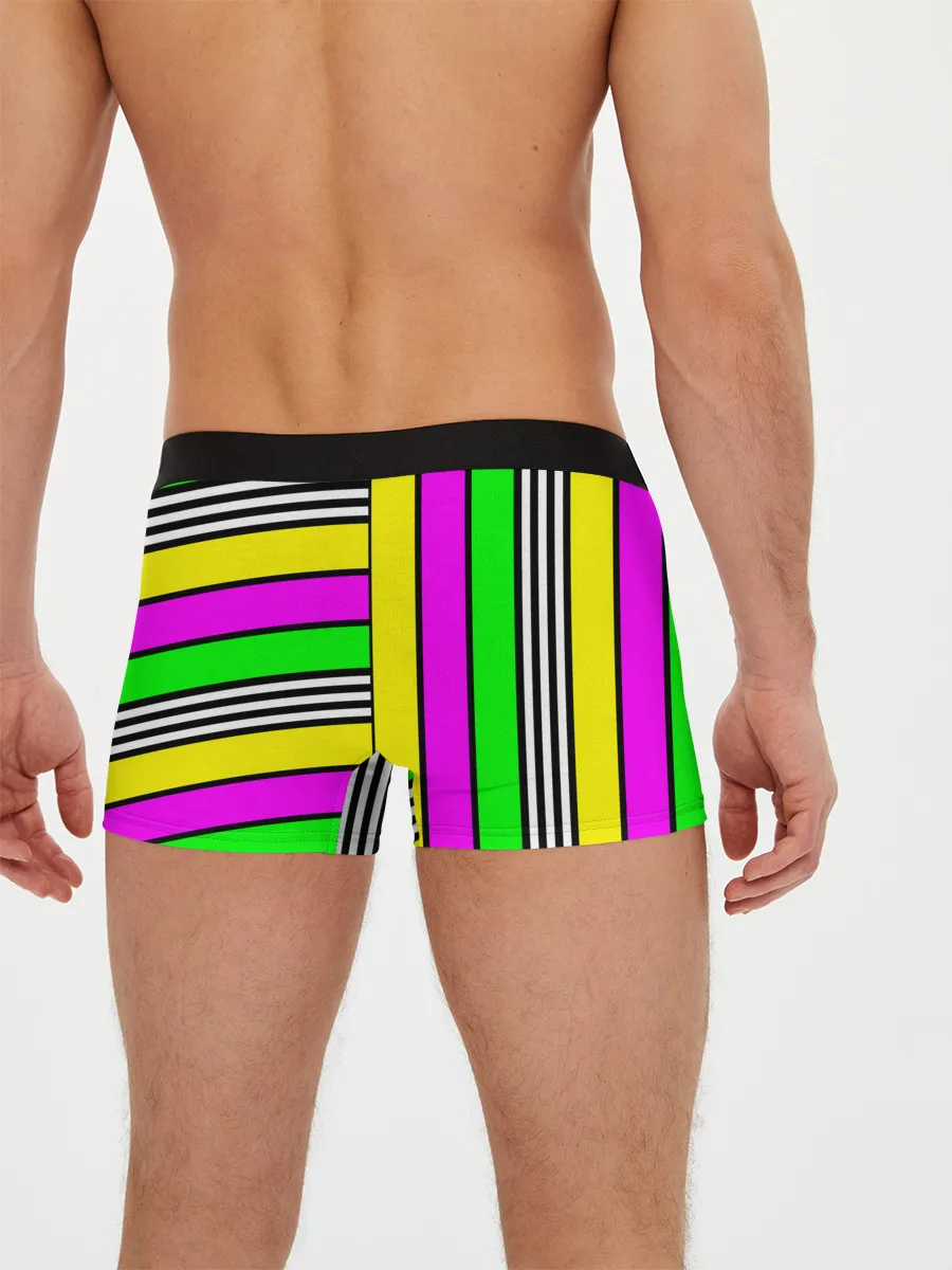 Мужские трусы боксеры / полосатый неоновый модный узор