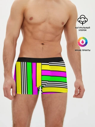 Мужские трусы боксеры / полосатый неоновый модный узор
