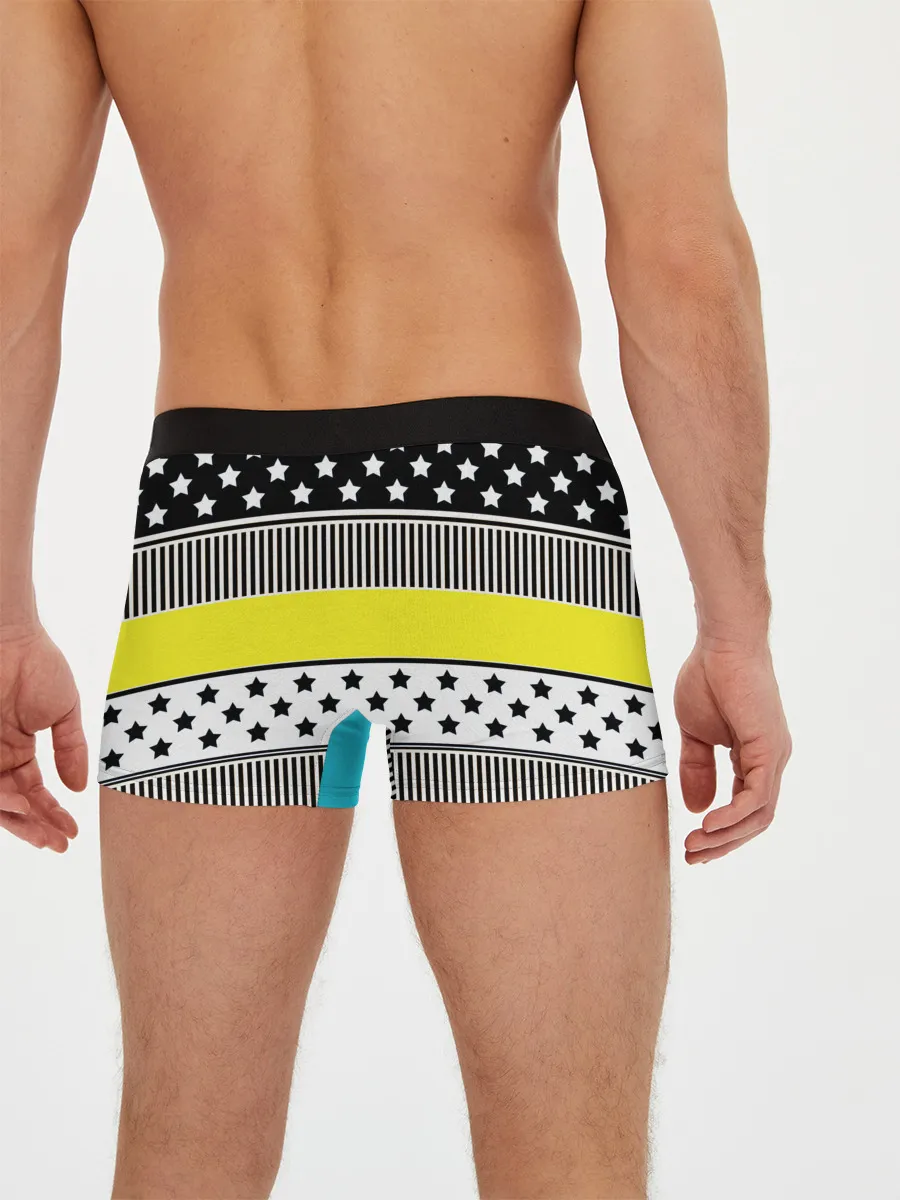 Мужские трусы боксеры / Неоновый яркий полосатый узор