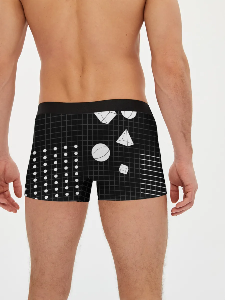 Мужские трусы боксеры / Черно-белые фигуры 3D