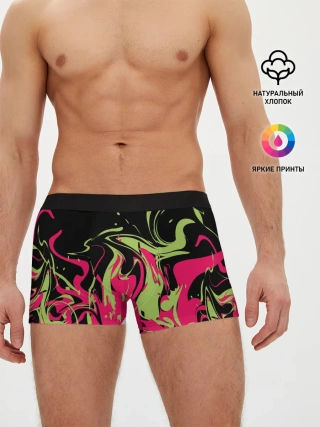 Мужские трусы боксеры / Черно малиновый абстрактный