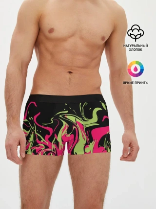 Мужские трусы боксеры / Черно малиновый абстрактный