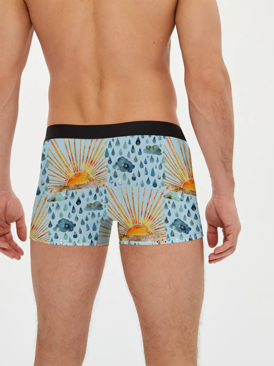 Мужские трусы боксеры / Осенний паттерн: Дождь и солнце