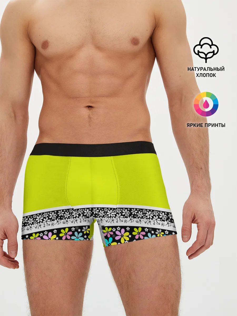 Мужские трусы боксеры / Яркий цветочный узор