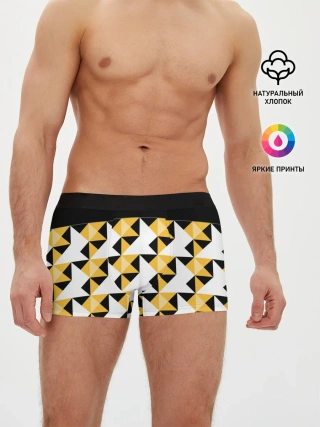 Мужские трусы боксеры / Черно-желтый геометрический