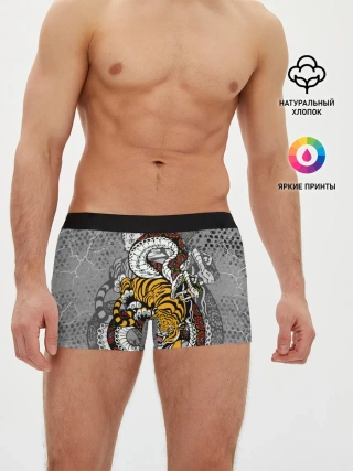 Мужские трусы боксеры / Змея и Тигр|Tiger Snake Fight