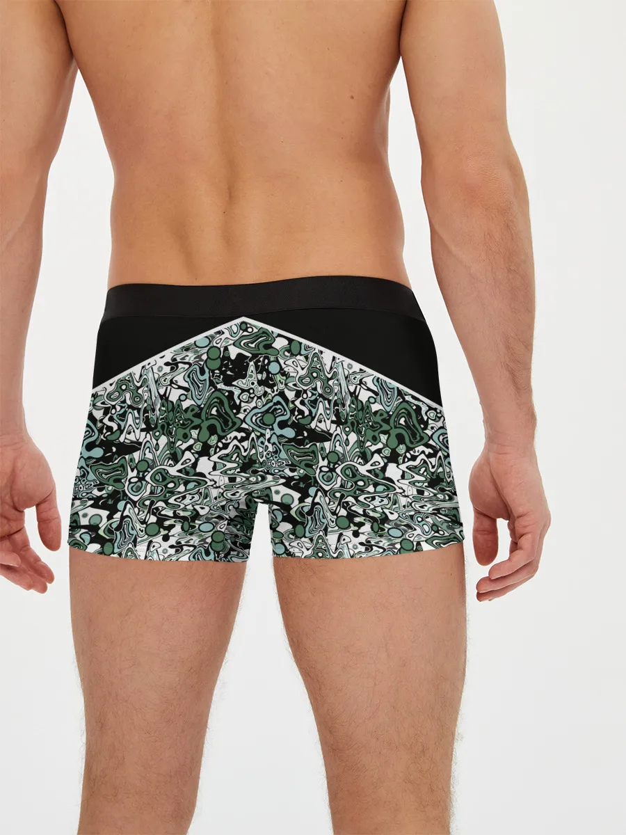 Мужские трусы боксеры / Черно-зеленые каракули